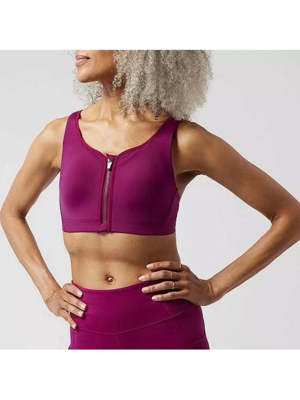 Athleta Front-Zip High-Impact Sports Bra in  Fuschia 32DD